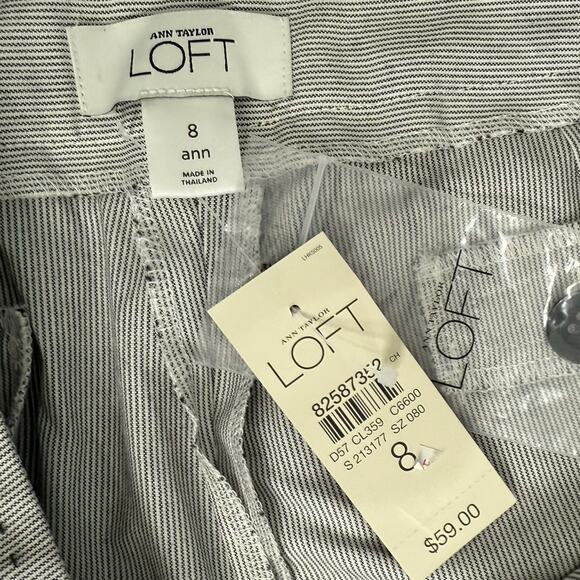 LOFT White Black Thin Pinstripe Blazer sz 12P Wide Leg sz 8 Pant Suit NEW Tags - Picture 9 of 16